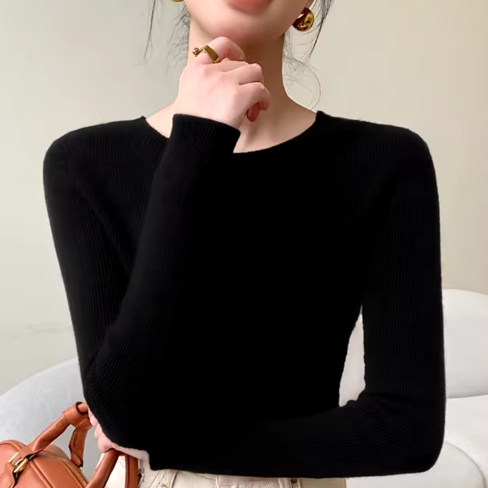 100% Merino Wool Knitwear Basic Bottom Sweater - Picture 7 of 8